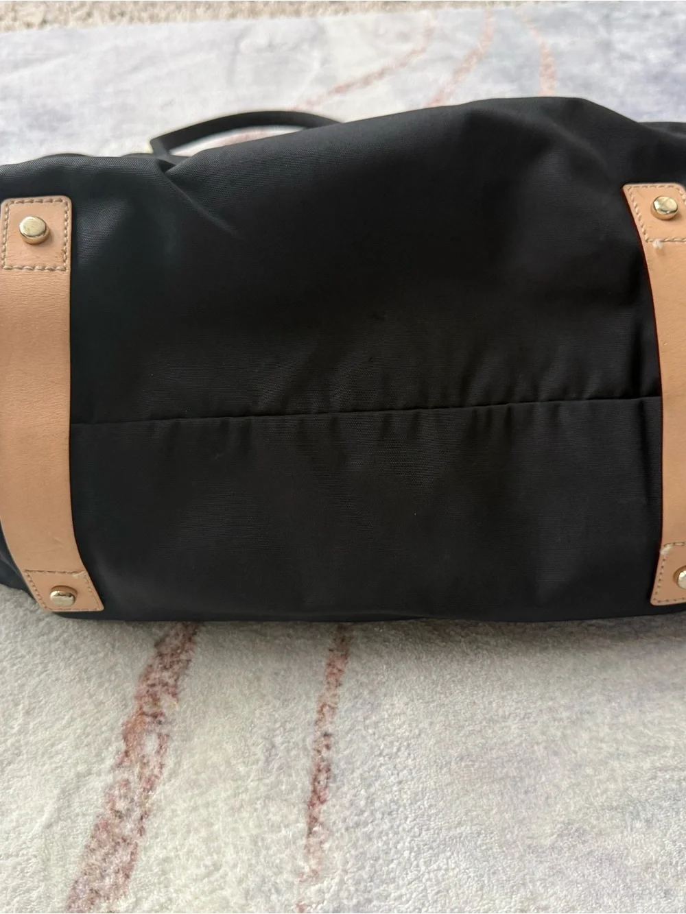 kate spade Black Nylon Shoulder Tote with Cream Straps